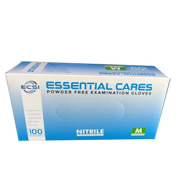 Picture of Nitrile Glove Powder-Free Finger Textured Blue Essential Cares Medium 100pc/Bx 10Bx/Cs