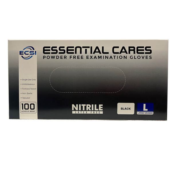 Picture of Nitrile Glove Powder-Free Finger Textured Black Essential Cares Large 100pc/Bx 10Bx/Cs