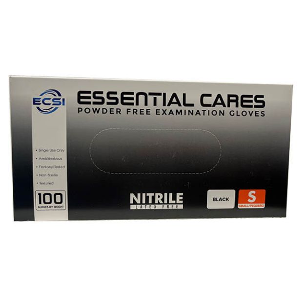 Picture of Nitrile Glove Powder-Free Finger Textured Black Essential Cares Small 100pc/Bx 10Bx/Cs