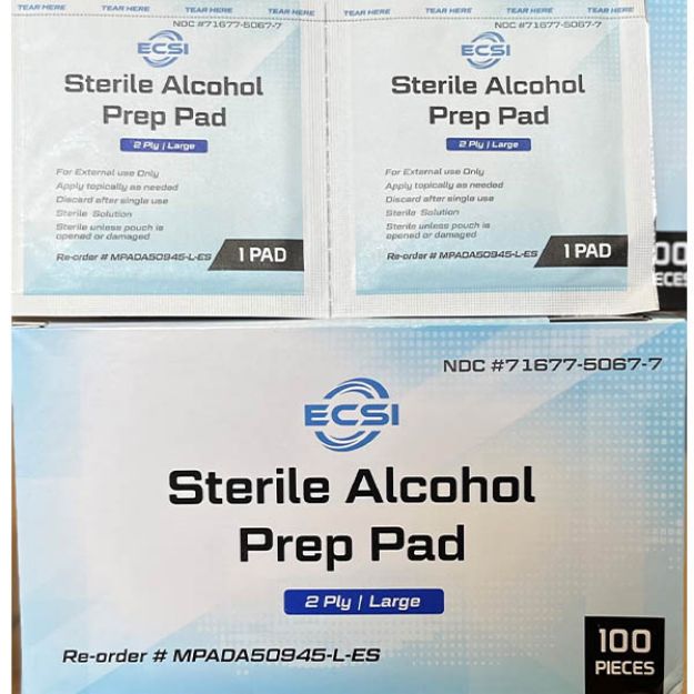 Picture of Alcohol Prep Pad Large Essential Cares 50945 100pc/Bx 10Bx/Cs