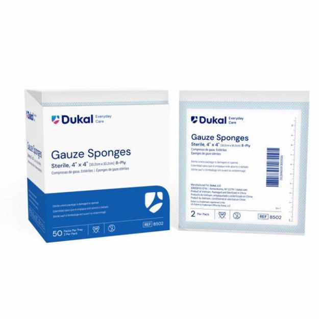 Picture of Gauze Sponges Basic 4inx4in 8Ply Sterile 2/Pk 50Pk/Bx 12Bx/Cs 1200/case