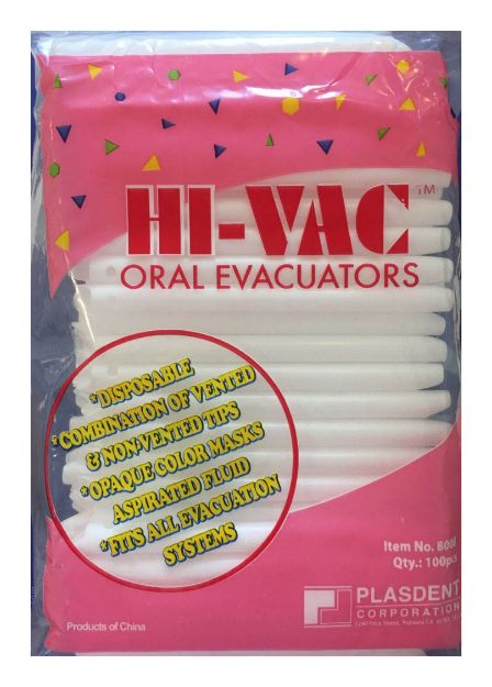 Picture of Hi-Vac Oral Evacuator White Plasdent #8008 100Pcs/Pk 10Pk/Bx