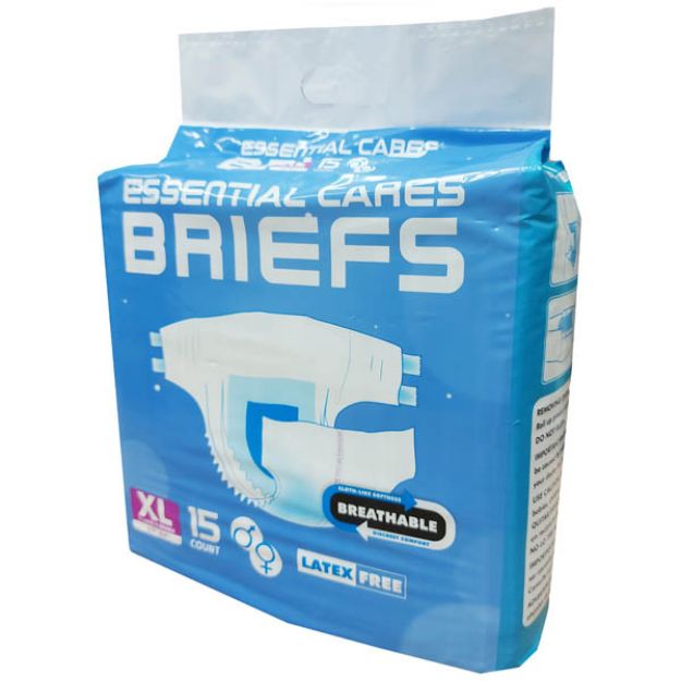 Picture of Diaper/Briefs Breathable Dry Plus Essential Cares X-Large 15pc/Bg 4Bg/Cs