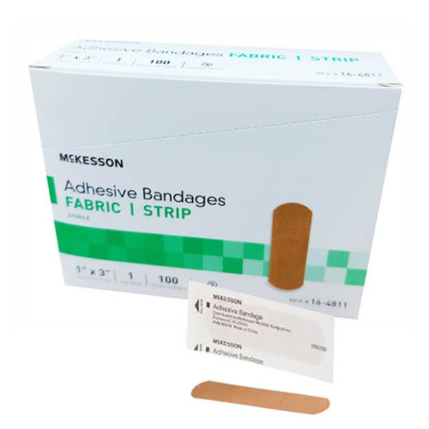 Picture of Bandage Adhesive Fabric Strip 1inX3in 16-4811 100Pc/Bx 24Bx/Cs
