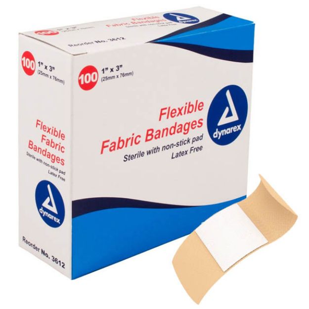 Picture of Adhesive Fabric Bandages 1inX3in Sterile 3612 100/Bx 24Bx/Cs