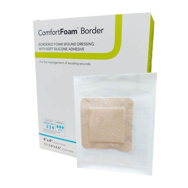 Picture of Dressing Wound Adhesive With Border Soft Silicone Foam Sterile 4inx4inDermaRite Industries 1/Ea 10Ea