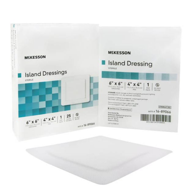 Picture of Dressing, 4X4 Island Pad 6X6 Ovr Border McKesson 16-89066 25Ea/Bx 4Bx/Cs(MK)