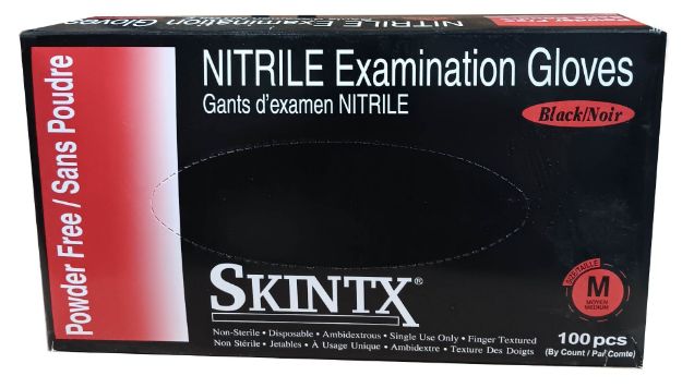 Picture of Black Nitrile Skintx Powder-Free Medium BLK50010 Textured 100Pc/Bx 10Bx/Cs
