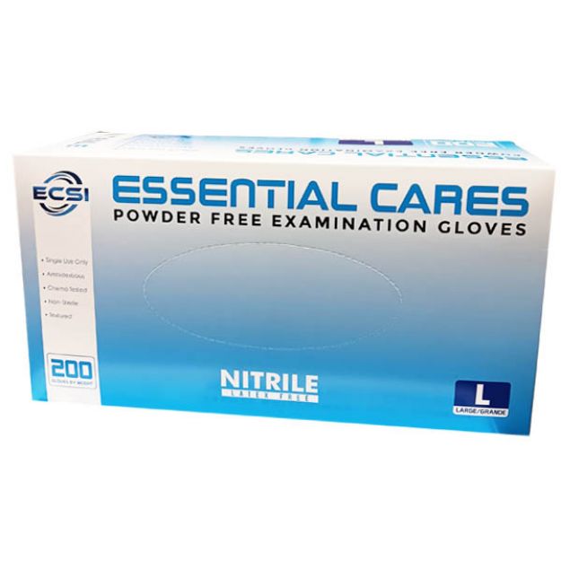 Picture of Nitrile Glove Powder-Free Finger Textured Blue Essential Cares Large 200pc/Bx 10Bx/Cs