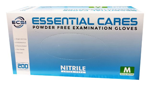 Picture of Nitrile Glove Powder-Free Finger Textured Blue Essential Cares Medium 200pc/Bx 10Bx/Cs