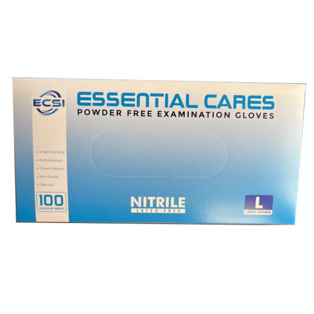 Picture of Nitrile Glove Powder-Free Finger Textured Blue Essential Cares Large 100pc/Bx 10Bx/Cs