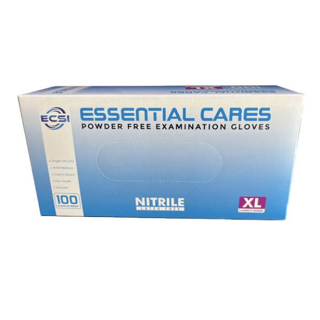 Picture of Nitrile Glove Powder-Free Finger Textured Blue Essential Cares X-Large 100pc/Bx 10Bx/Cs