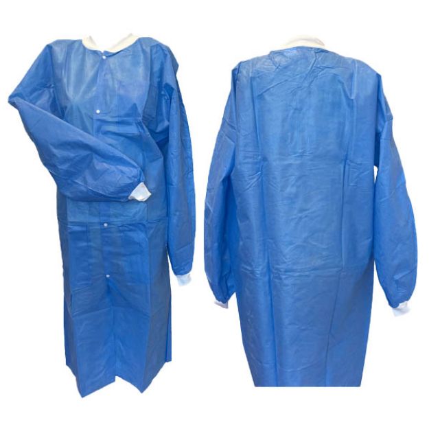 Picture of Lab Coat SMS Blue Knit Cuff Knit Collar 3 Pocket XX-Large Essential Cares 10pc/Bg 3Bg/Cs