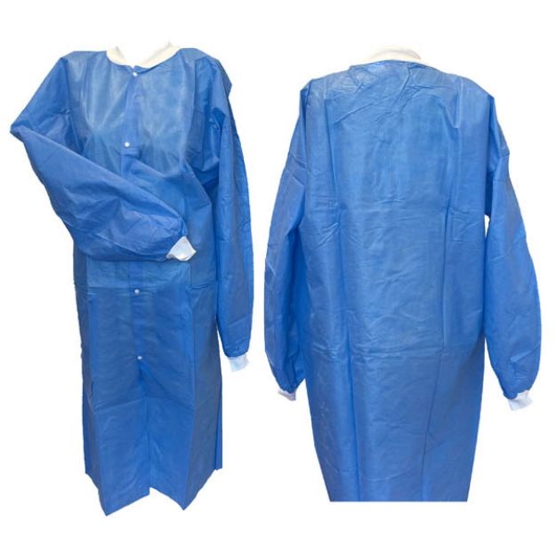 Picture of Lab Coat SMS Blue Knit Cuff Knit Collar No Pocket XXX-Large Essential Cares 10Pc/Bg 3Bg/Cs