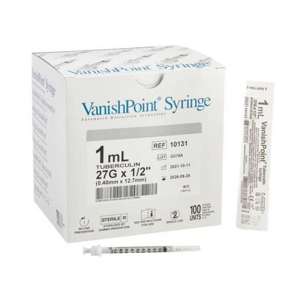 Picture of Syringe/Needle TB 1cc 27GX1/2in Retractable Technologies 10131 100Ea/Bx 8Bx/Cs (MK)
