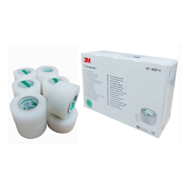 Picture of 3M Tape Transpore Surgical 1527-1 1inX10yds  12Rl/Bx 10Bx/Cs