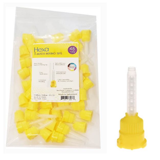 Picture of Mixing Tips Yellow 1:1/2:1 Hexa/Hygedent SLZ-154596 48Pc/Bg (HY)