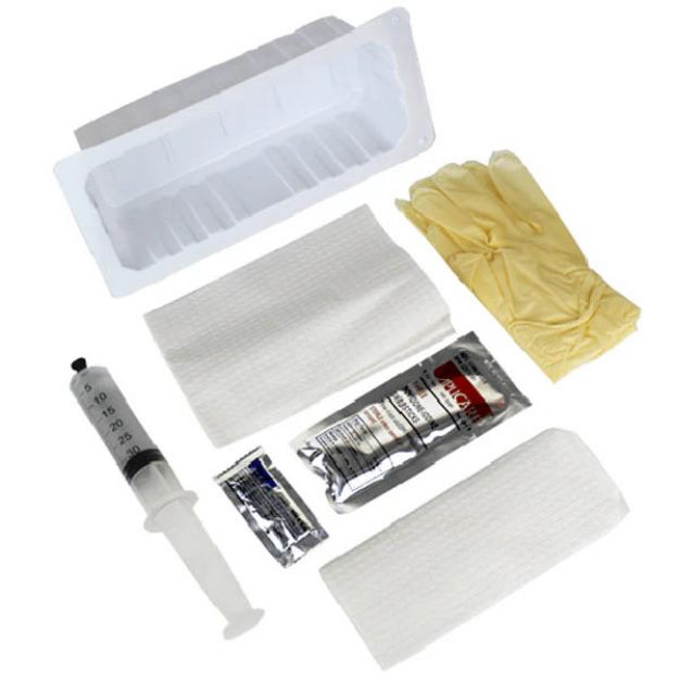 Picture of Insertion Tray, Foley Catheter  10cc Prefilled Syringe Basin Tray Vinyl Gloves 4926 1/Ea 20Ea/Cs(DY)