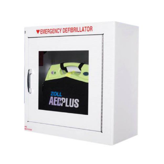 Picture of Defibrillator Storage Cabinet, Standard Wall Mount, 17-1/2 in L,W,H, Metal, White (ZO)