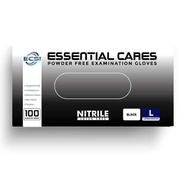 Picture of Nitrile Glove Powder-Free Finger Textured Black Essential Cares Large 100pc/Bx 10Bx/Cs