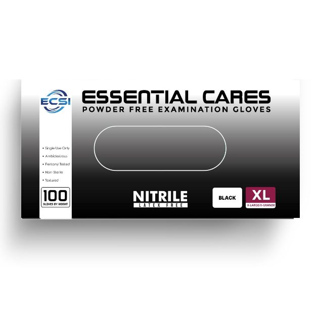 Picture of Nitrile Glove Powder-Free Finger Textured Black Essential Cares X-Large 100pc/Bx 10Bx/Cs