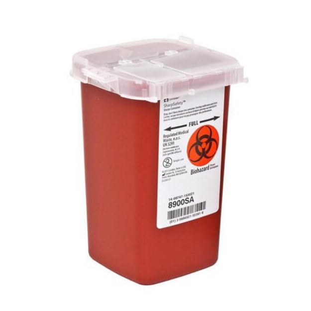 Picture of Container, Sharps Red 1Qt W/Lid Cardinal 8900SA 1/Ea 100Ea/Cs(MK)