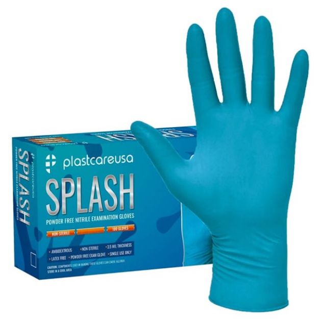 Picture of Splash Light Blue Nitrile Gloves Disposable 3.2gTextured Medium NIT6032-M 100Pc/Bx 10Bx/Cs(ST)