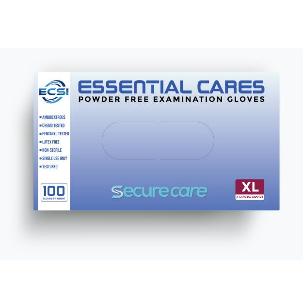 Picture of Securecare Nitrile Glove Powder-Free Finger Textured Blue Essential Cares XLarge 100pc/Bx 10Bx/Cs