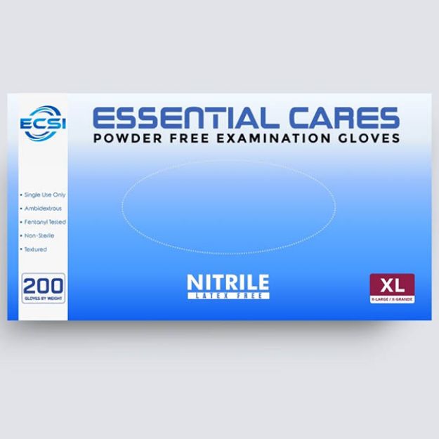 Picture of Nitrile Powder Free Examination Gloves Blue, Essential Cares XLarge 200pc/Bx 10Bx/Cs