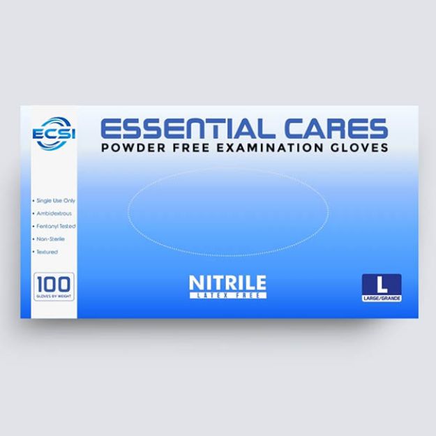 Picture of Nitrile Powder Free Examination Gloves Blue, Essential Cares Large 100pc/Bx 10Bx/Cs