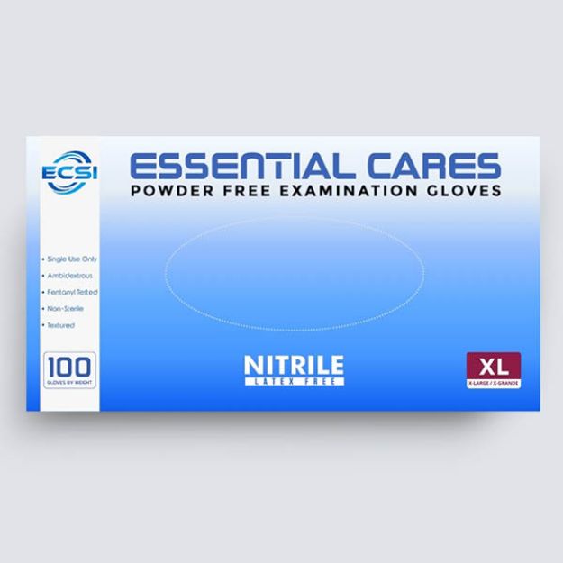 Picture of Nitrile Powder Free Examination Gloves Blue, Essential Cares XLarge 100pc/Bx 10Bx/Cs