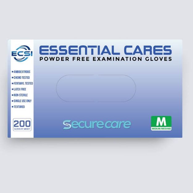 Picture of Securecare Nitrile Powder Free Examination Gloves Blue Essential Cares Medium 200pc/Bx 10Bx/Cs